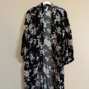 Floral Black and White Cover Up
